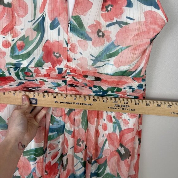 Eliza J Pink Floral Halter High Low Maxi Dress Size 14 Spring Wedding Colorful - Picture 11 of 13